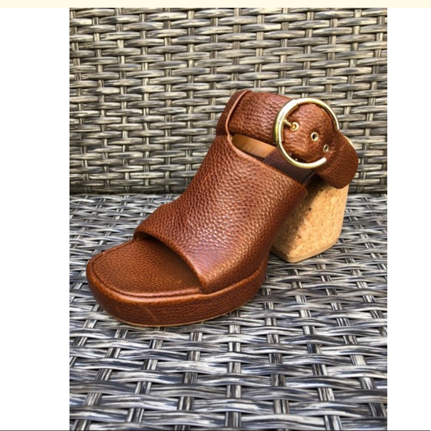 Chloe Buckle Leather Buckle Slide Mule Sandal Size 37.5eu New